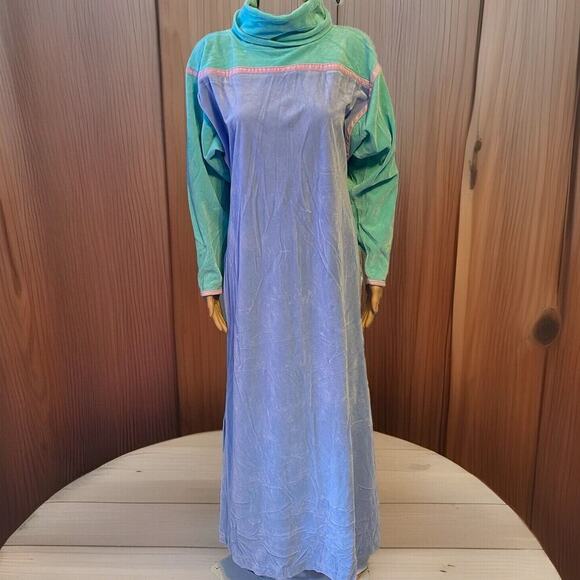 Vintage Gilead Velour Nightgown Maxi Robe Women Small Arnel Nylon Cowl Neck Soft - Picture 1 of 12